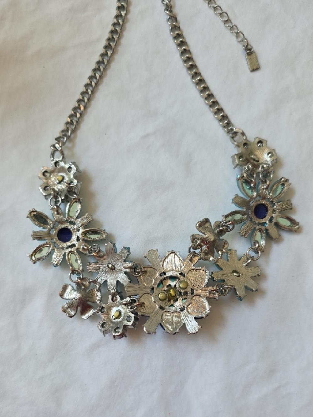 VivI Love Floral Statement Necklace in Aqua and Blue - Picture 7 of 7
